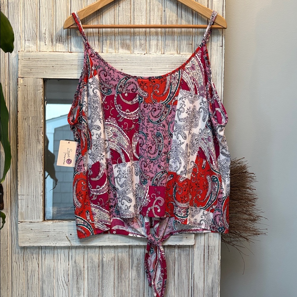 Secret Treasures Paisley Tank with Tie Front Adjustable Straps 2X (18-20) NWT - Picture 4 of 8